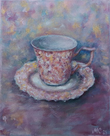 绘画 标题为“Fancy cup” 由Mervi Korhonen, 原创艺术品, 丙烯 安装在木质担架架上