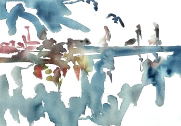 Malerei mit dem Titel "Aquarelle 3" von Katia Feintuch, Original-Kunstwerk, Aquarell Auf Keilrahmen aus Holz montiert