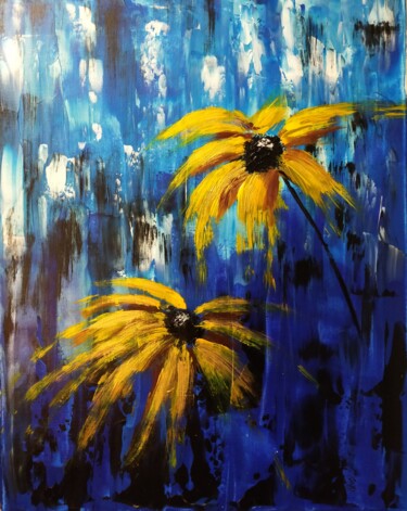 Peinture intitulée "Fleurs 5" par Hubert Bridoux, Œuvre d'art originale, Acrylique