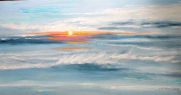 Peinture intitulée "Aurore timide" par Geneviève Baud Caizergues, Œuvre d'art originale, Huile