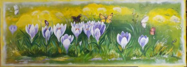 Картина под названием "Le réveil des crocus" - Jacqueline Clermont (Jbc35), Подлинное произведение искусства, Акрил Установл…