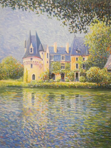 Painting titled "Le château de Lure" by Jm Guenard, Original Artwork, Oil