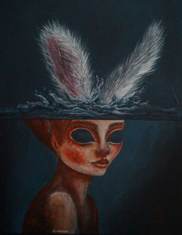 Painting titled "Memory volatility" by An Viaznikova, Original Artwork, Acrylic Mounted on Wood Stretcher frame