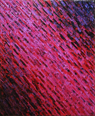 Diagonale rose rouge. Malarstwo zatytułowany „Diagonale rose roug…” autorstwa Jonathan Pradillon, Oryginalna praca, Akryl Zamontowany na Drewniana…