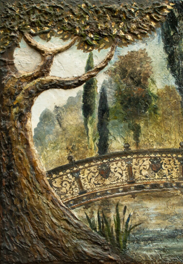 Peinture intitulée "Openwork bridge in…" par Pavel Korzukhin, Œuvre d'art originale, Acrylique