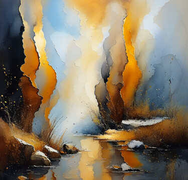 Arts numériques intitulée "abstract landscape 2" par Dinem, Œuvre d'art originale, Image générée par l'IA