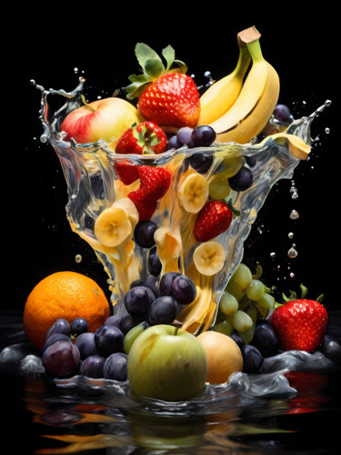 Fruit symphony: A Splash of flavor Digital Arts titled "Fruit symphony: A S…" by Jafeth Moiane, Original Artwork, AI generated image