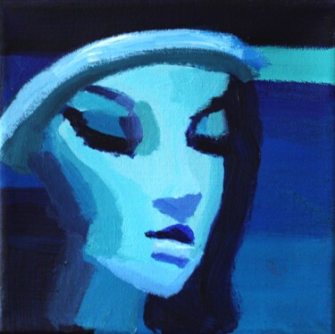 Peinture intitulée "Art Deco Lady in Bl…" par Francois Xavier Vaudeleau, Œuvre d'art originale, Acrylique Monté sur Châssis…