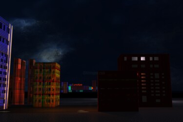 Les nouvelles maisons rouges Digitale Kunst getiteld "Les nouvelles maiso…" door Patrick Fraysse, Origineel Kunstwerk, 3D-modellering