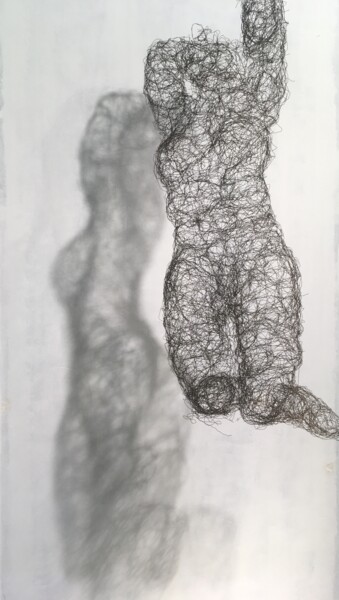 Skulptur mit dem Titel "Die Badende" von Susanne Jörgen, Original-Kunstwerk, Draht