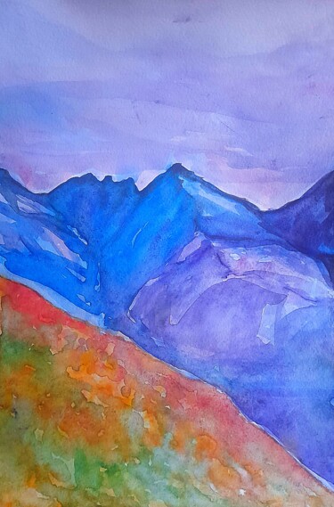 Schilderij getiteld "In the mountains" door Alexey Zhucovsky, Origineel Kunstwerk, Aquarel