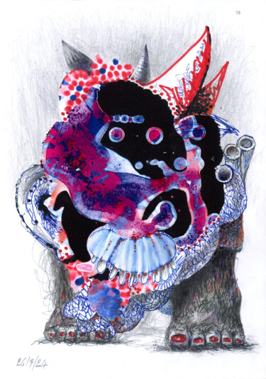 图画 标题为“Tetrakeratos” 由Dimitris Kritsotakis, 原创艺术品, 标记