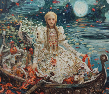 Painting titled "Whirlpools" by Pavel Guliaev, Original Artwork, Oil Mounted on Wood Stretcher frame
