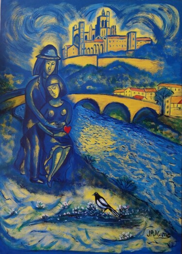 Pittura intitolato "L'amour en bleu" da Jpmame, Opera d'arte originale, Acrilico