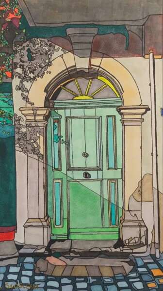 图画 标题为“La porte” 由Cathy Scosceria, 原创艺术品, 标记