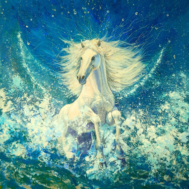 绘画 标题为“Born in the Sea” 由Iryna Makhovska, 原创艺术品, 丙烯 安装在木质担架架上