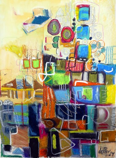 Malerei mit dem Titel "MIRRORFLY" von Detlev Eilhardt, Original-Kunstwerk, Aquarell