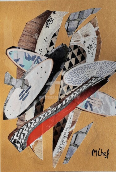 Collages intitulée "Envolée" par Monique Chef, Œuvre d'art originale, Collages