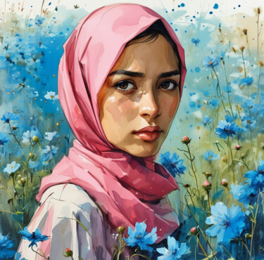 Digital Arts titled "hijab girl" by Dinem, Original Artwork, AI generated image