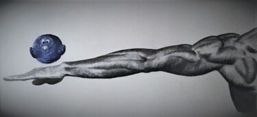 Malerei mit dem Titel "Vogel auf dem Arm" von Susanne Jörgen, Original-Kunstwerk, Kohle