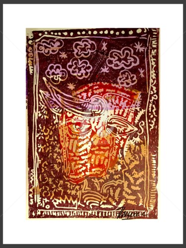"San Diego" başlıklı Baskıresim Christophe Flaugère tarafından, Orijinal sanat, Linocut