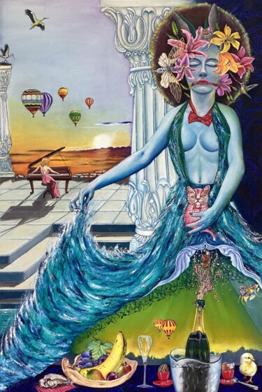 Pintura intitulada "Onder woelig water" por Bob Ivens, Obras de arte originais, Óleo Montado em Armação em madeira