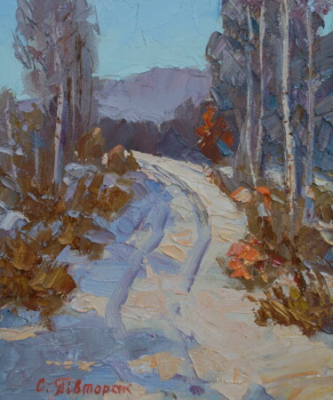 Schilderij getiteld "The road in the mou…" door Sergej Pivtorak, Origineel Kunstwerk, Olie