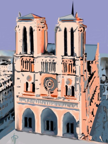 Arts numériques intitulée "notre  dame" par Jean Pierre Poveda, Œuvre d'art originale, Peinture numérique