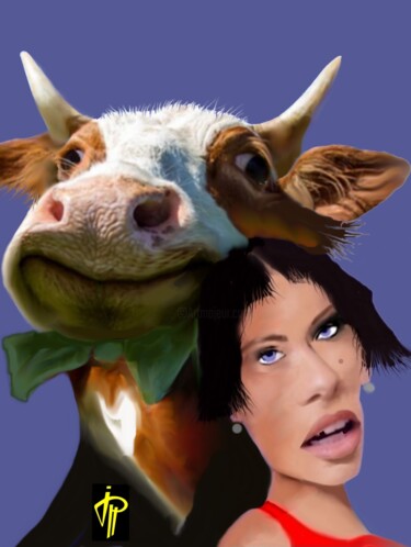 Arts numériques intitulée "l``Amour vache !" par Jean Pierre Poveda, Œuvre d'art originale, Peinture numérique