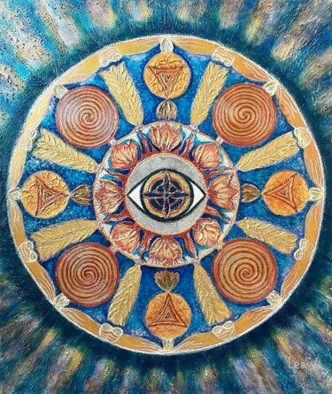 A mandala of Love and Good Luck 绘画 标题为“A mandala of Love a…” 由Léa Vi, 原创艺术品, 丙烯 安装在木质担架架上