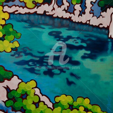 Peinture intitulée "Dans les calanques…" par Gwendoline Pieters, Œuvre d'art originale, Huile Monté sur Châssis en bois