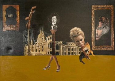 Collages titled "Agorà" by Francesca Pietropaolo, Original Artwork, Collages Mounted on Wood Stretcher frame
