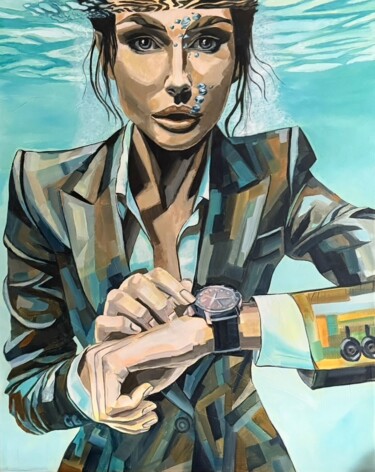 Peinture intitulée "Time is up" par Phoenix Conte, Œuvre d'art originale, Acrylique Monté sur Châssis en bois