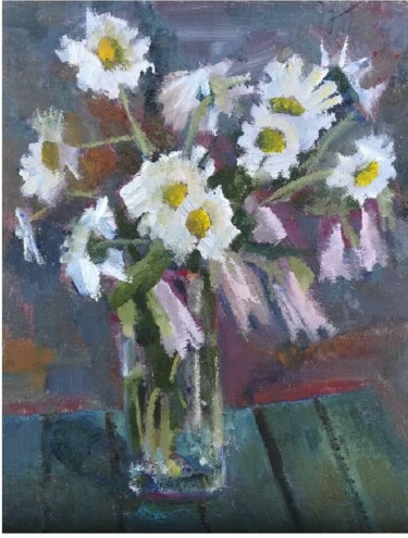 Painting titled "Daisies and Bells" by Irina Lopuh, Original Artwork, Oil