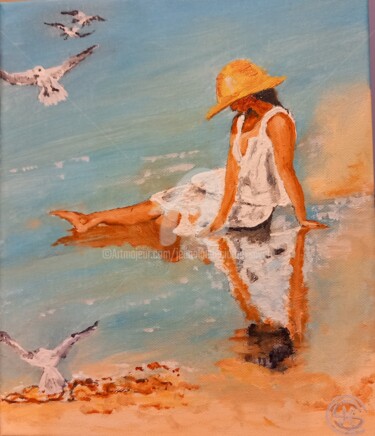 Peinture intitulée "Au bord de l'eau" par Jc C-S ' Art, Œuvre d'art originale, Huile Monté sur Châssis en bois