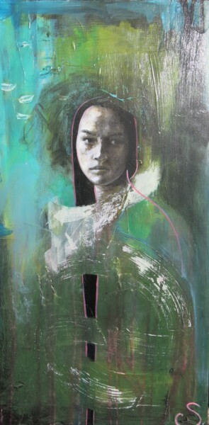 Schilderij getiteld "Myst" door Quintin Sandra, Origineel Kunstwerk, Acryl Gemonteerd op Houten paneel