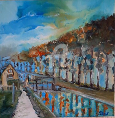 Peinture intitulée "Écluse de Chemilly" par Anne Paris, Œuvre d'art originale, Huile Monté sur Châssis en bois