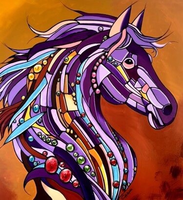 绘画 标题为“l'esprit du galop e…” 由Pascal Chaduiron (Cha), 原创艺术品, 丙烯 安装在木质担架架上