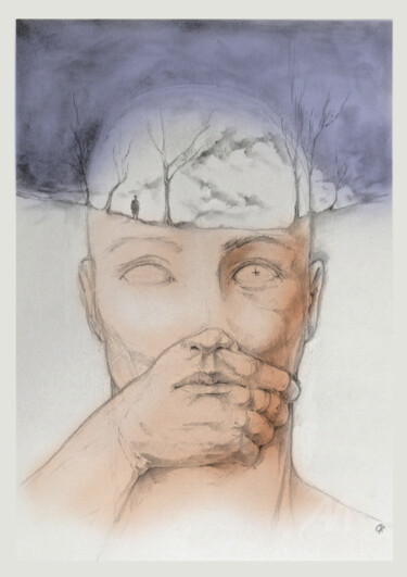 Dibujo titulada "Los gritos callados" por Julio Cesar Garcia Garnateo, Obra de arte original, Grafito