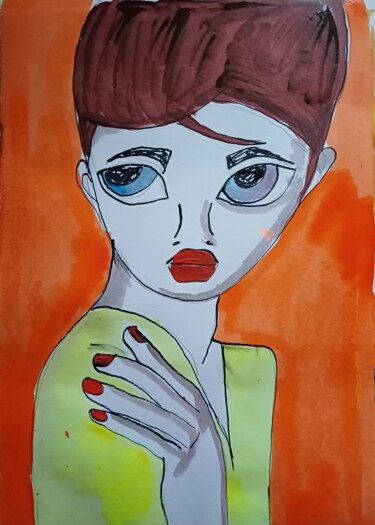 Desenho intitulada "Madelaine" por Ashton Knighting, Obras de arte originais, Tinta