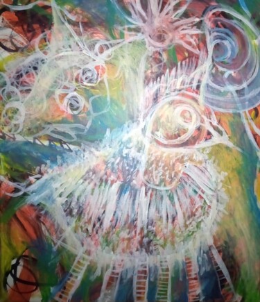Peinture intitulée "Oiseau merveilleux" par Rose Marlot, Œuvre d'art originale, Acrylique Monté sur Châssis en bois