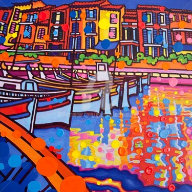 Peinture intitulée "HPM, Port de Cassis…" par Gwendoline Pieters, Œuvre d'art originale, Huile Monté sur Châssis en bois
