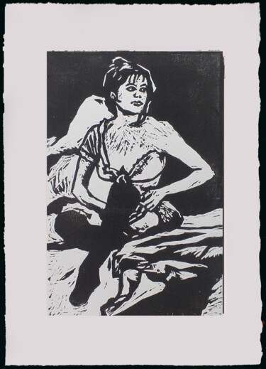 Prenten & gravures getiteld "La Viaccia 2" door Maurice Boulogne, Origineel Kunstwerk, Linosnede
