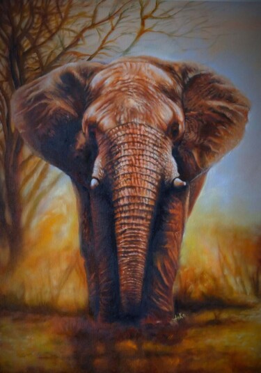 Guardian of the Savannah Peinture intitulée "Guardian of the Sav…" par Ganna Konoplova, Œuvre d'art originale, Huile