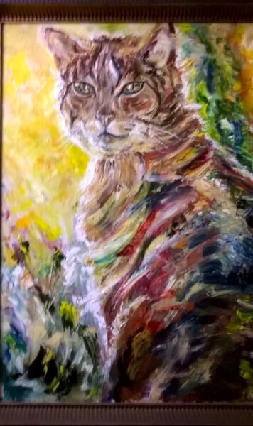 Painting titled "Je suis le chat" by Sylvie Bayle, Original Artwork, Oil