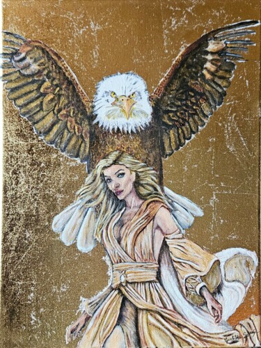 Peinture intitulée "Vol comme l'aigle" par Grinhilda Szendy, Œuvre d'art originale, Acrylique Monté sur Châssis en bois