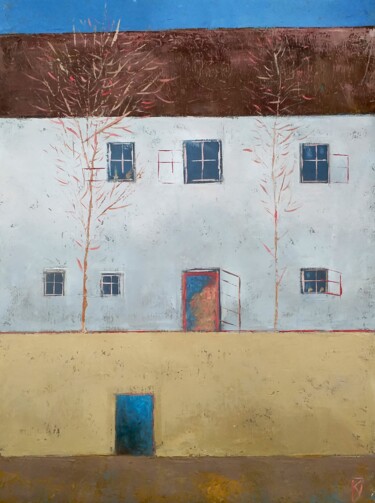 Peinture intitulée "Old City Fragment 11" par Kestutis Jauniskis, Œuvre d'art originale, Huile