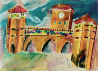 Peinture intitulée "Isartor in München" par Paul Riedel, Œuvre d'art originale, Aquarelle