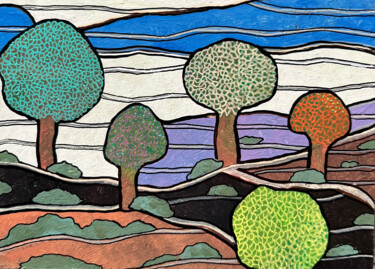 Painting titled "En bas" by Onurb Napeihcs, Original Artwork, Acrylic Mounted on Wood Panel
