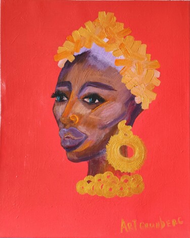Cara Mia African woman portrait "Cara Mia African wo…" başlıklı Tablo Evgenia Yunak tarafından, Orijinal sanat, Akrilik Ahşap panel üzerine monte edilmiş